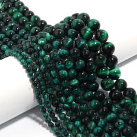 Tirante De Ojos De Tigre Naturales Verdes Para Joyería DIY 1 Pieza Piedra Redonda De 4/6/8/10/12mm Para Collar Y Pulsera - details 1