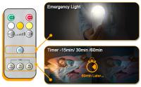 Bombilla LED Recargable USB Con Control Remoto 3 Temperaturas De Color Ajustables Luz Sin Cable Con Timer Para Pared - details 2