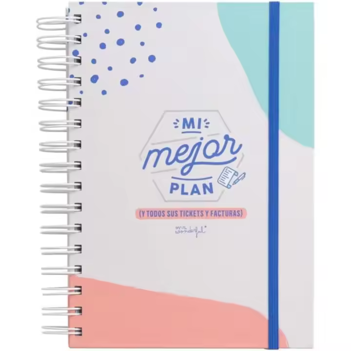 Cuaderno MR WONDERFUL - Diario - Mi Mejor Plan - Libreta - Ideal Tickets y Facturas - Cuaderno de Organización - 1