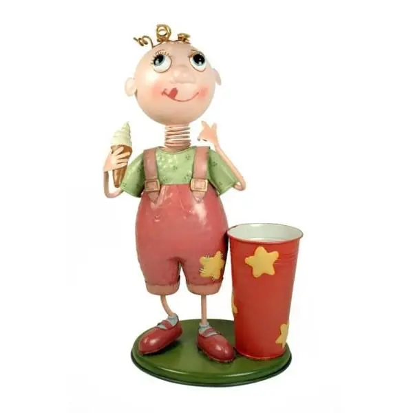 CAPRILO REGALOS & DECORACIÓN Figura Decorativa de Metal con Macetero Niño Plantado con Helado. Decoración Hogar y Jardín. Adornos y Esculturas. Regalos Originales. 29 x 22 x 56 cm. - 1