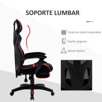 Vinsetto Silla Gaming con Reposapiés Retráctil Silla de Oficina Giratoria Reclinable con Reposacabezas y Altura Ajustable 65x65x119-129 cm - details 5