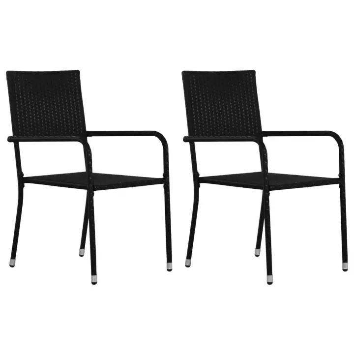 vidaXL Sillas comedor de jardín apilables 2 uds ratán sintético negro - 1