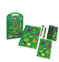 CRAZY DINO - Bumper con papelería de dinosaurios resistente para niños, estuche escolar portátil con lápices, rotuladores y gomas incluidos - details 2
