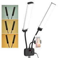 Luz De Video LED Flexible Con Dos Brazos Iluminación Doble Color Dimmer 3 Modos De Iluminación Soporte Para Teléfono Para Transmisiones En Vivo - details 0