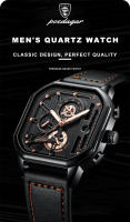 Reloj De Cuarzo Para Hombre POEDAGAR Lujo Casual Impermeable Con Luminiscencia Cuero Militar Deportivo Cronógrafo Fecha - details 1
