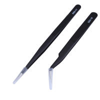 Juego De 2 Pinzas De Precisión Antiestática ESD De Acero Inoxidable Para Reparación Electrónica Herramientas De Curva Y Punta Aguda - details 0