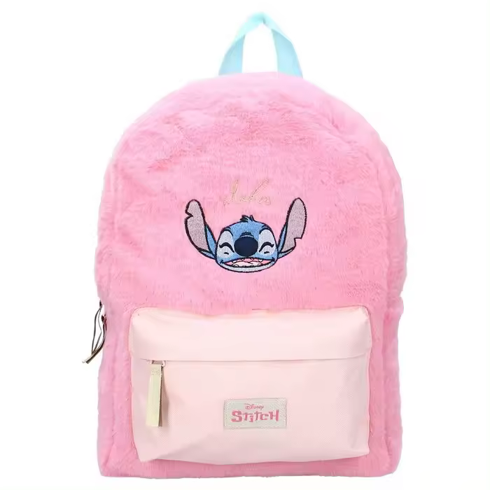 MOCHILA INFANTIL ROSA PASTEL PELUCHE STITCH – SUAVE, LIGERA Y ENCANTADORA - 1