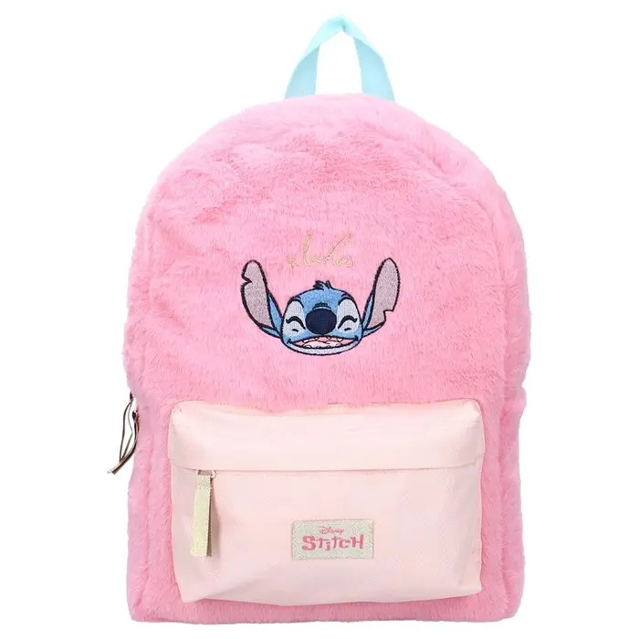 MOCHILA INFANTIL ROSA PASTEL PELUCHE STITCH – SUAVE, LIGERA Y ENCANTADORA - 1