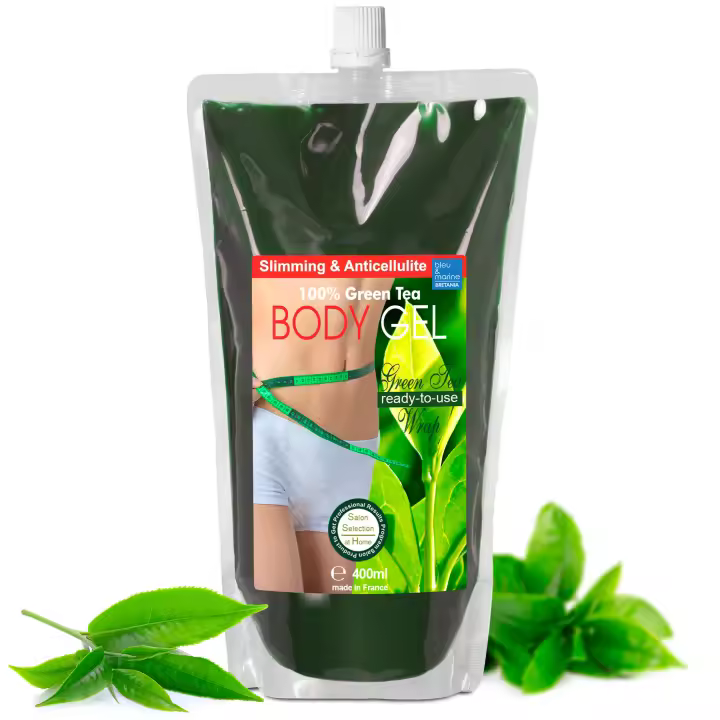 Envoltura Gel Corporal Refrescante con Algas Marinas y Té Verde – 400 ml + 100 ml Extra | Cuidado Corporal Diario | Envoltura Corporal Profesional o en Casa- bleu & marine Bretania - 1