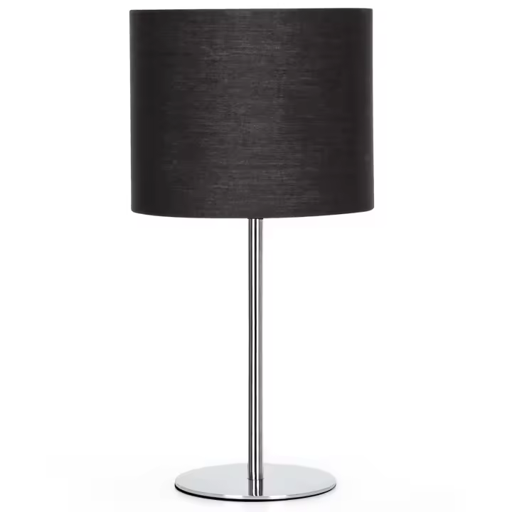 Aigostar - Lámpara de Mesa Clásica, Porlámparas de Casquillo Fino E14, Lámpara Decorativa Clásica con Base de Acero Brillante y Tulipa Negra, Perfecta para Mesa de Noche o Decorar Cualquier Estancia - 1