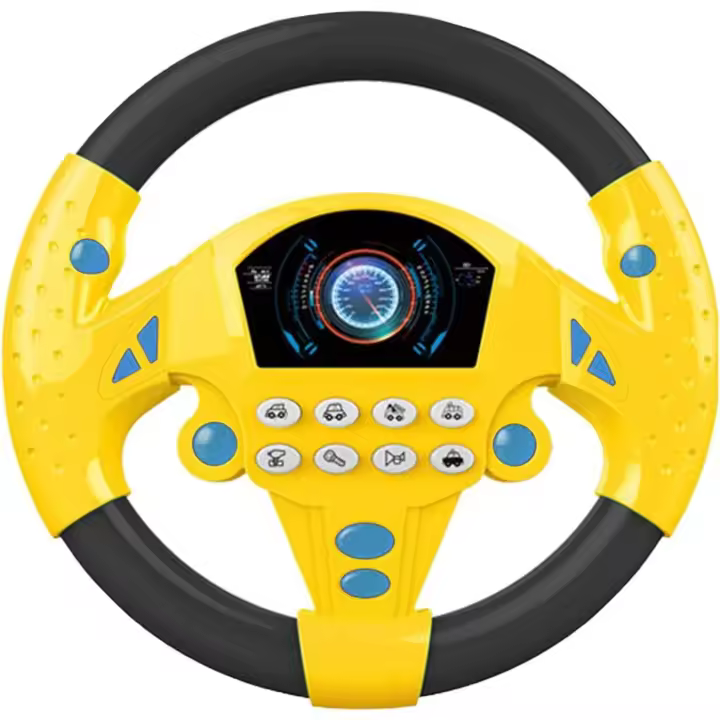 Volante de juguete para niños, simulador de conducción de coche con música, juguetes educativos para el desarrollo temprano (negro y amarillo) - 1