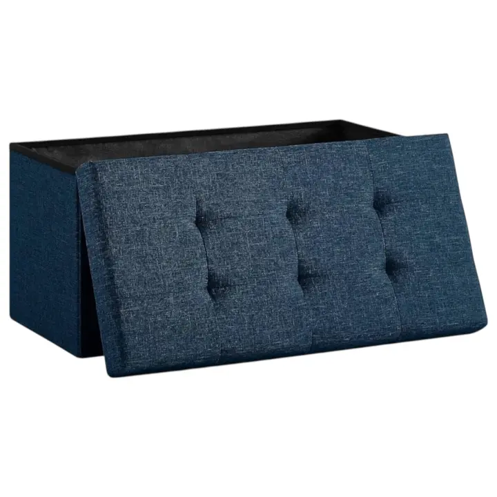 Puff Almacenaje, Baúl de Almacenaje Plegable, Taburete Reposapiés, Banco de Cubo, Soporta hasta 300 kg, para Sala de Estar, Dormitorio, Entrada .Baúl Puff Taburete de Almacenamiento otomano, Taburete de Lino, reposapiés para Asiento （cajon-001 2190 D7） - 1