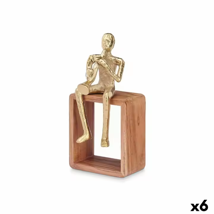 Figura Decorativa Saxofón Dorado Madera Metal 13 x 27 x 13 cm - 1