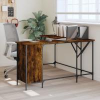vidaXL Escritorio madera de ingeniería roble marrón 141x141x75 cm en color Marrón roble/Roble ahumado/Negro | estructura resistente ideal para salón dormitorio o estudio - details 1