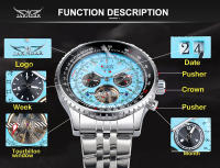 Reloj Mecánico Automático Para Hombre Jaragar Con Dial Azul Y Exhibición Del Día Correa De Acero Inoxidable Deportivo Militar - details 3