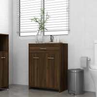 vidaXL Armario de baño madera contrachapada 60x33x80 cm en color Blanco/Madera antigua/Marrón roble y más | almacenamiento funcional diseño moderno para baño dormitorio sala - details 2