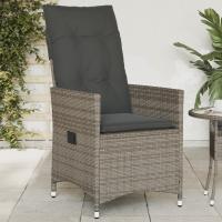 vidaXL Sillón reclinable de jardín con cojines ratán sintético negro en color Negro y crema/beige y crema/Gris | acolchados duraderos para sofás de jardín terraza exterior - details 2