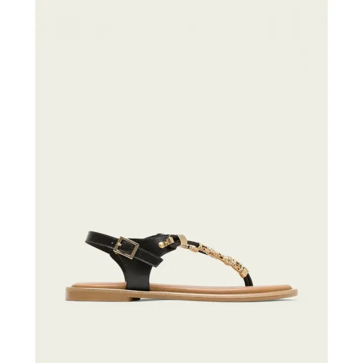 PORRONET 3112-001 Sandalias planas de Mujer 35855 25V ESCLAVA ADORNO METAL NEGRO - 1