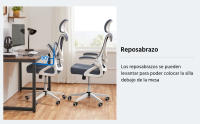 Silla de Oficina Ergonomica Silla Reposabrazo Ajustable Silla Oficina Trabajo con Reposacabeza Silla Giratoria Blanco Gris - details 2