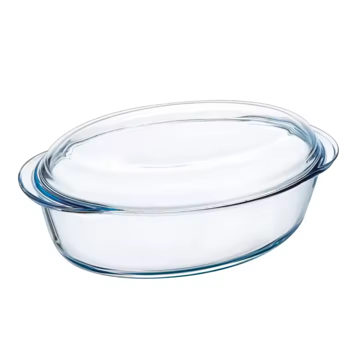Pyrex Cazuela Oval Vidrio 3,0L con Tapa - Resistente a Rayaduras y Saludable - 1