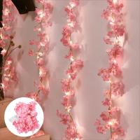 Guirnalda De Flores Artificiales Con Luces De Hilo 20LED 2M Cherry Blossom Para Decoración De Bodas Fiesta Dormitorio - details 0