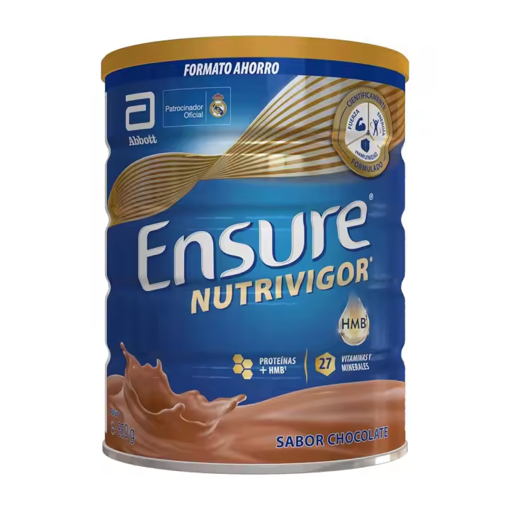 Ensure Nutrivigor  Complemento Alimenticio para Adultos, con HMB, Proteínas, Vitaminas y Minerales  como el Calcio - Sabor Chocolate/Vainilla/Almendra  850 g - 1