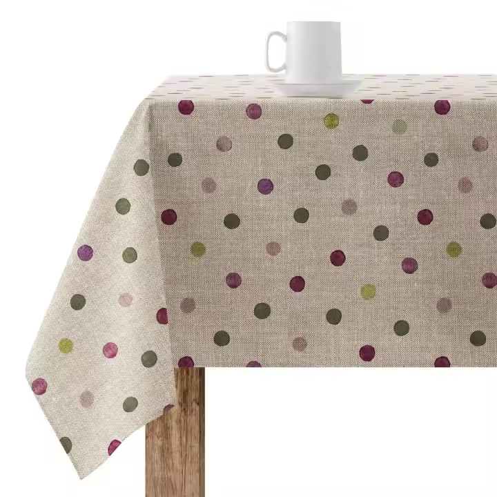 Muare Mantel Resinado Antimanchas Modelo 0119-19 200 X 140 Cm Lunares - 1