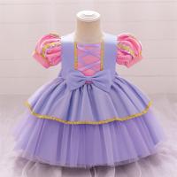 Vestido De Princesa Para Bebés Niñas Estilo Rapunzel Fiesta Dormida Belleza Pequeña Morado Vestido De Noche Con Gran Cisne Y Volumen Para Todas Las Estaciones - details 1