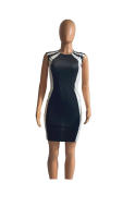 Vestido Bodycon Colorblock Elegante Para Mujer Verano Moda Sin Mangas Cuello Redondo Mini Vestido Negro Casual Para Fiesta Club - details 12