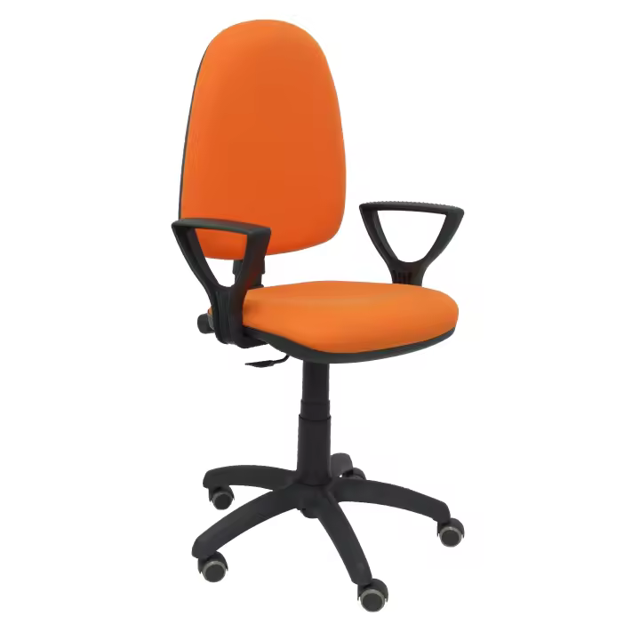 Piqueras Y Crespo Silla de Oficina Ergonómica Bali Naranja con Brazos Fijos y Ruedas de Parqué - 1