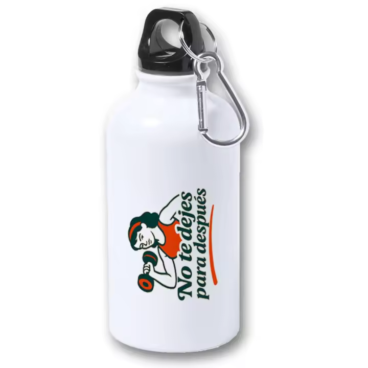 MERCHANDMANIA Bidón 400ml metálico frase motivadora gimnasio gym esfuerzo motivacion para viaje y deporte - 1