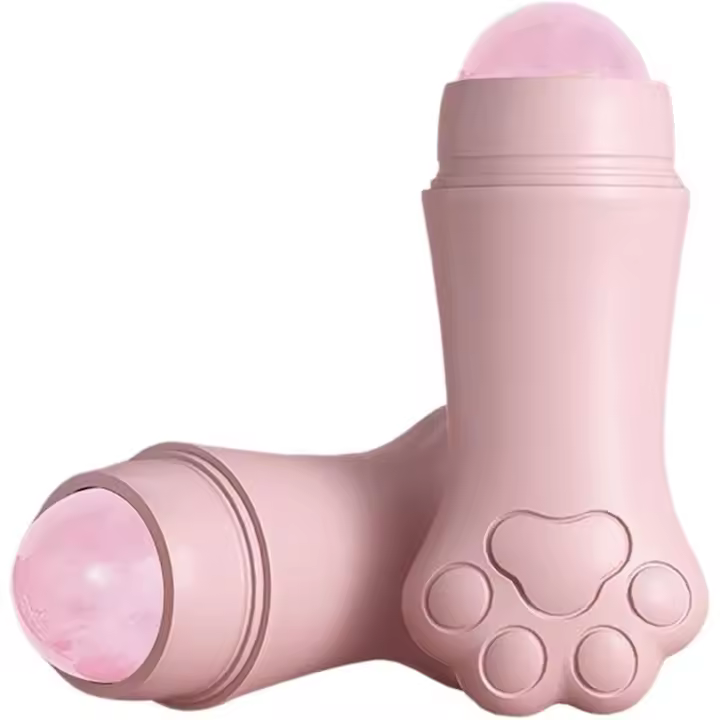 Rodillo de absorción de aceite de piedra rosa de pata de gato Bola de control de aceite refrescante Removedor de aceite facial Bola de masaje de cristal en polvo de piedra rosa - 1
