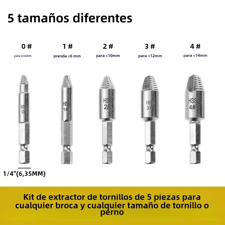 Kit De Extraedores De Tornillos 10Pcs Set De Retirador De Tornillos Rotos En Acero De Aluminio Multi-Spline Herramienta Para Bricolaje Y Reparación - 1