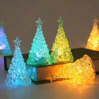 Árbol De Navidad De Cristal Con Luz Caliente Y Colorida Luz De Noche Con Estrella Decoración De Mesa Para Dormitorio Regalo De Velas Incluidas Fuente De Alimentación De Batería - details 4