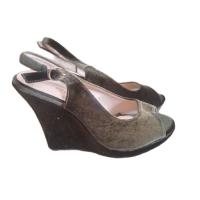 Sandalias Cuña Mujer Terciopelo Verde Militar | Plataforma Baja | Verano 2023 2024 - details 2