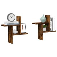 vidaXL Estantes pared 2 uds madera ingeniería 38x12x38cm en color Gris hormigón/Negro/Madera antigua y más | práctico organizador multiusos diseño compacto funcional - details 7