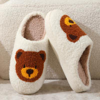 Zapatillas De Casa Para Mujer Lucyever Con Patrón De Oso Suaves Y Cálidas De Peluche Antideslizantes Para Interior Invierno - details 8