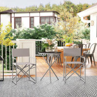 Outsunny Conjunto de Muebles de Jardín de 3 Piezas Juego de Muebles de Balcón con 2 Sillas Plegables Mesa con Encimera de Vidrio Templado y Estructura de Acero para Terraza Patio Exterior Gris Oscuro - details 1