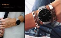 Reloj De Mujer Hannah Martin Con Movimiento Japonés Original Acero Inoxidable Malla Clásico Minimalista Rosado Oro - details 9