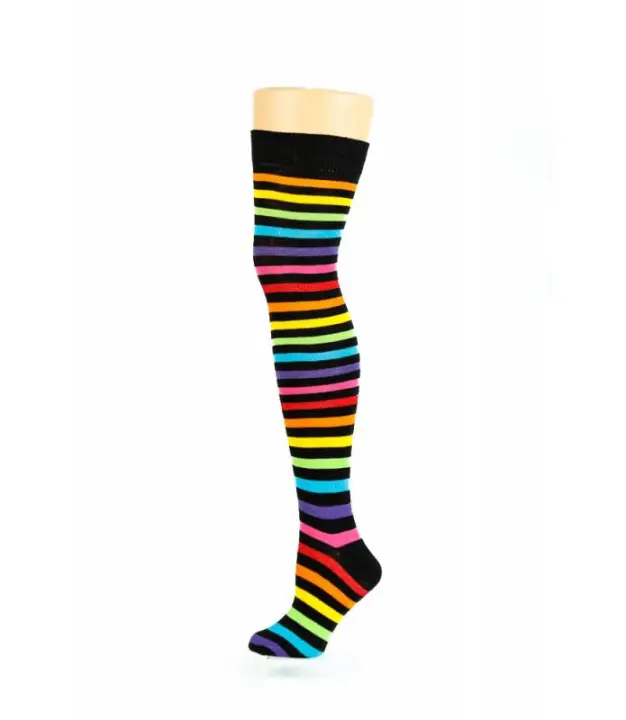 Media Calcetín Alto Rayas Multicolor Fondo Negro Flirt Talla 37-41 REF58 - 1