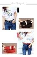 Cinturón De Cuero Para Mujer De Calidad Superior Blanco Vintage Con Hebilla De Tornillo Estilo Casual Broche De 3.2 Cm Ancho 2.8 Cm - details 4