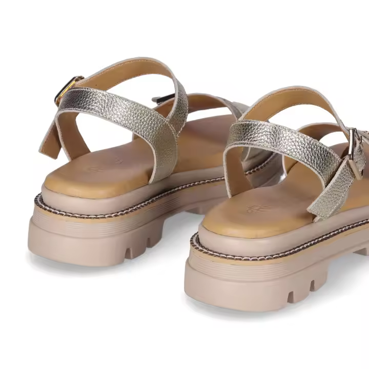 Chika10 ReNature RE MORERA 03 Sandalias Planas Platino/Lg.Gold - 1