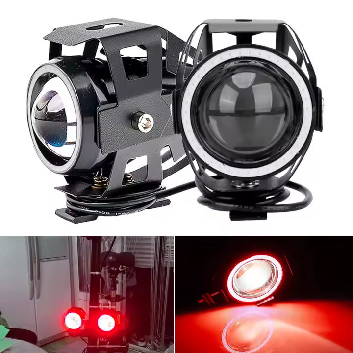 2PCS Lámpara De Motocicleta U7 Ojo De Angel Ojo De Diablo Faro Frontal Laser Cannon Accesorios De Luz De Punto Transformadores LED 6000K 4800LM - 1