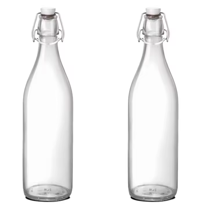 2PCS Botella de Cristal La Mediterránea Eva Tapón 1 L - Alta Calidad - 1