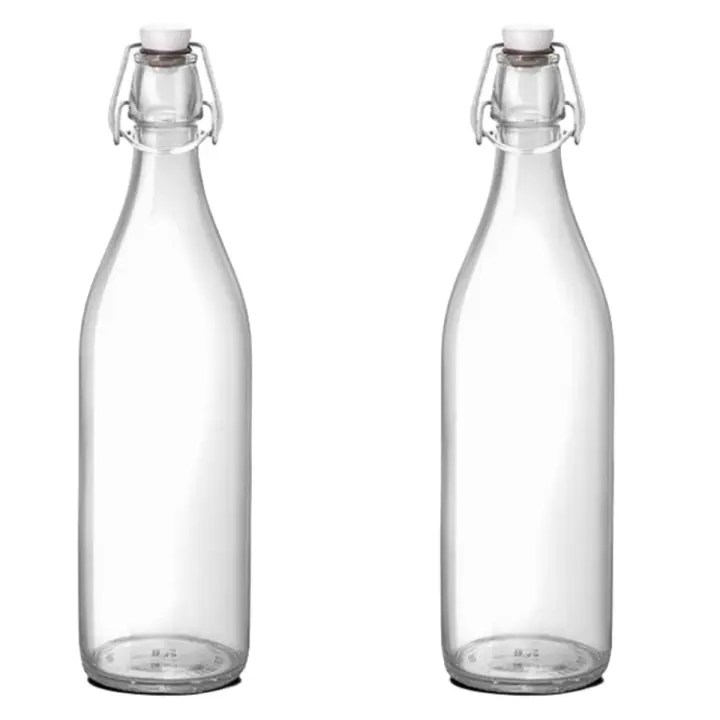 2PCS Botella de Cristal La Mediterránea Eva Tapón 1 L - Alta Calidad - 1