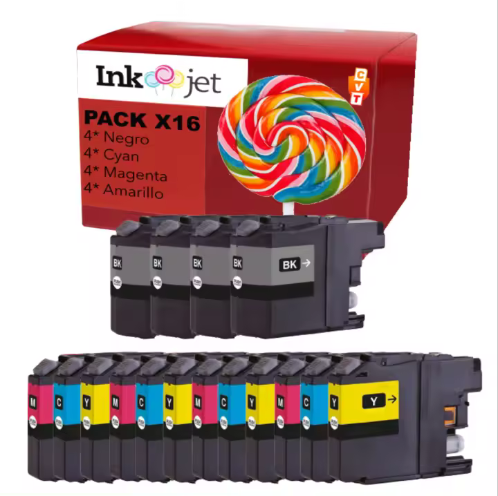 Pack 16 Cartuchos de Tinta Brother LC123XL V3 Genéricos Alta Calidad - 1