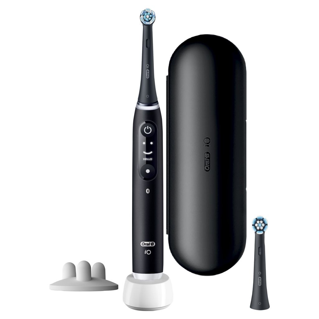 Oral-B iO 6S cepillo eléctrico con 2 cabezales y 1 estuche de viaje diseñado por Braun. Disponible en Negro y Gris, Producto Europeo con Garantía Oficial.