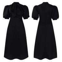 Vestido Elegante De Fiesta Para Mujer 2024 Con Cuello Con Lazo Manga Corta Cintura Alta A-Line Plisado Hasta El Tobillo Vestido De Cumpleaños - details 72