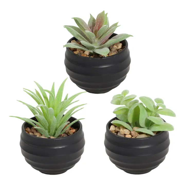 XIYA FLOWER Plantas Artificiales En Maceta De PE Y PP Para Decoración De Hogar Y Fiestas Plantas De Juego De 6 Piezas Estilo Grama - 1