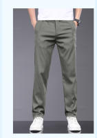 Pantalones Casuales Para Hombre De Seda Lyocell Elásticos Y Delgados Para Primavera Y Verano Pantalones Gris Negocios Con Cintura Media Y Bolsillos - details 4